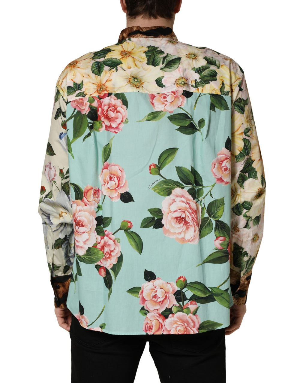 Dolce & Gabbana Floral Animal Print Collared Shirt in Multicolor