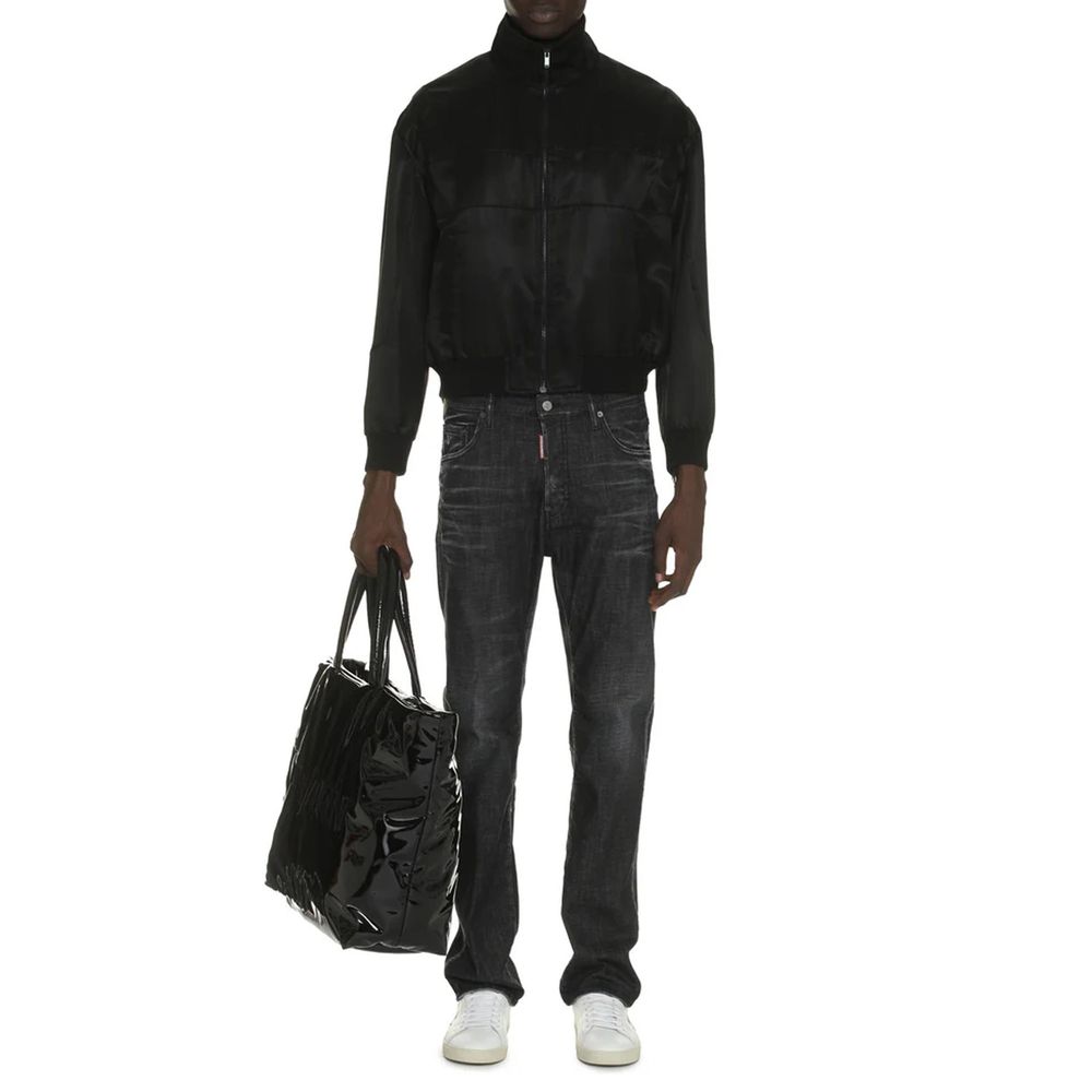 Saint Laurent Silk Bomber Jacket in Black