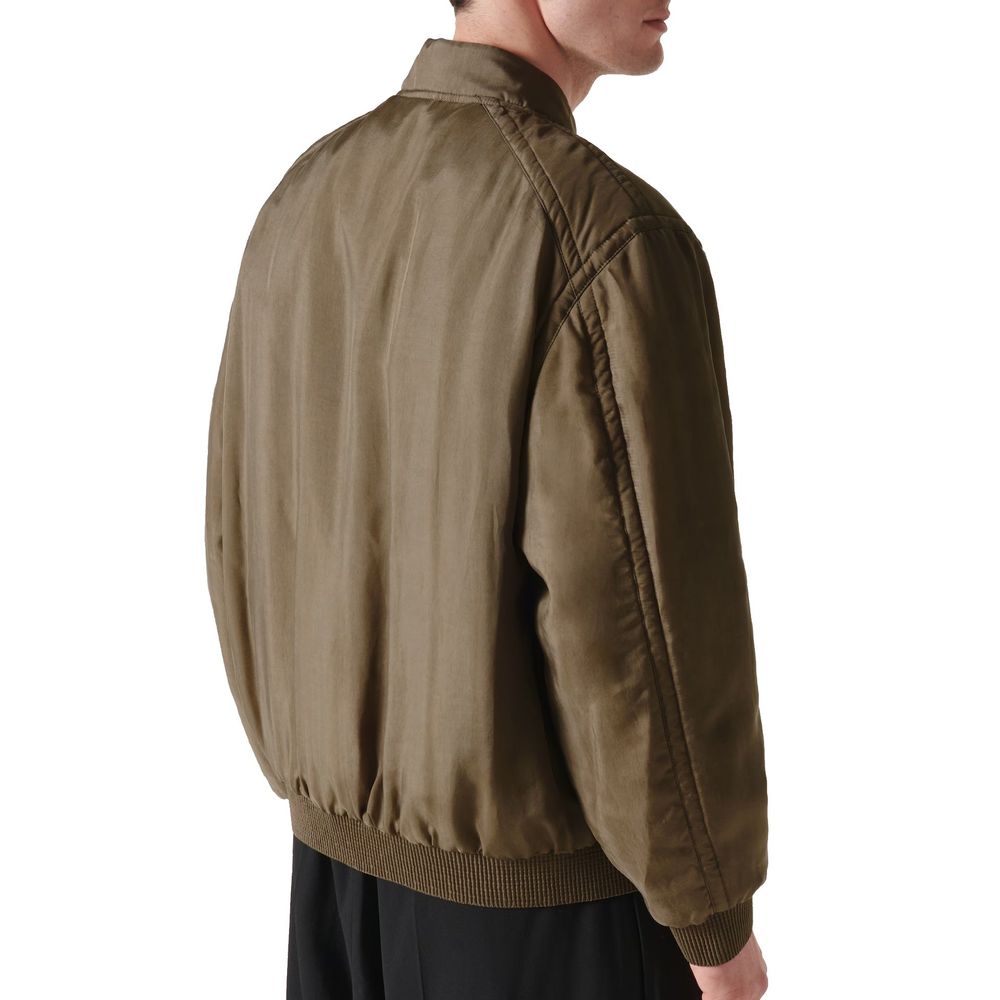 Saint Laurent Cupro Bomber Jacket in Green