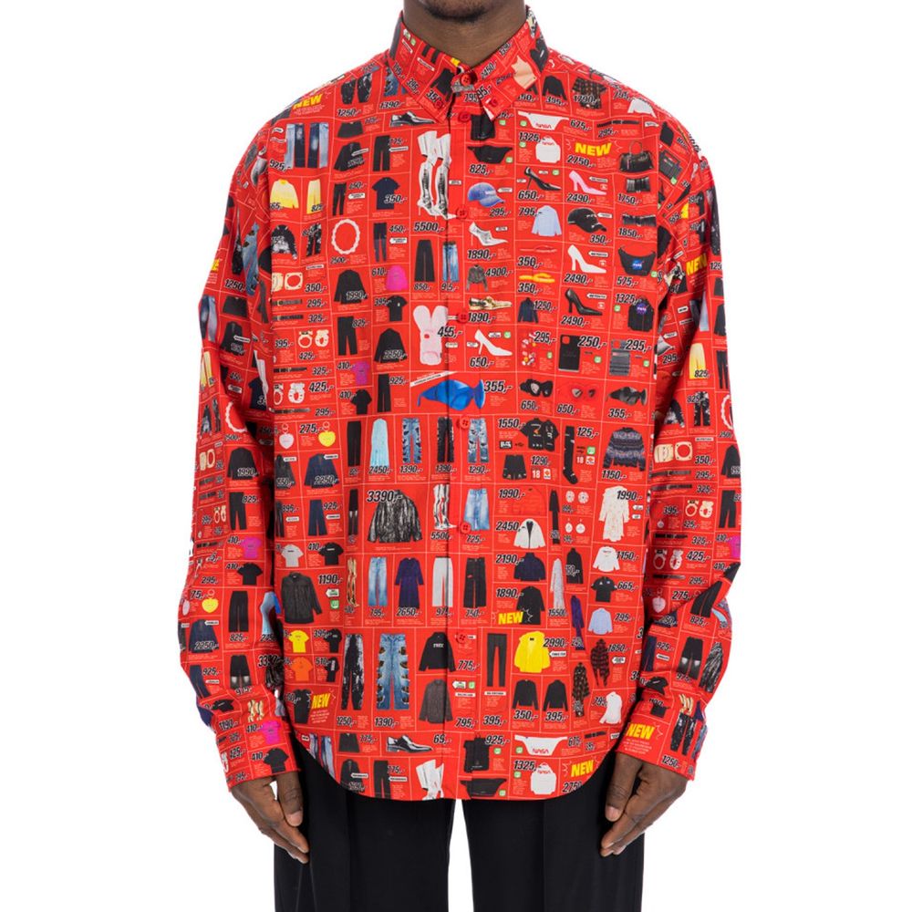 Balenciaga Βαμβακερό Graphic Button-Down Πουκάμισο σε Πολύχρωμο