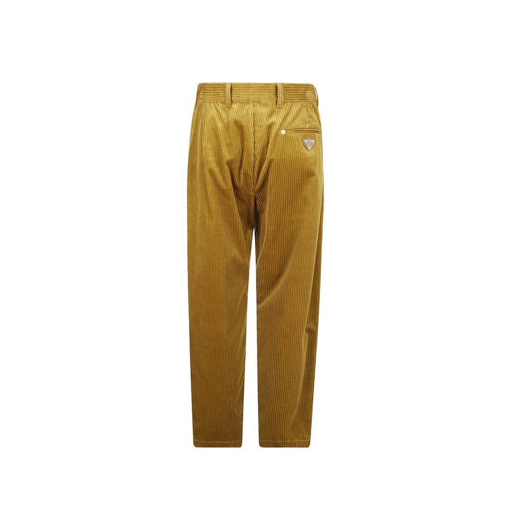 Prada Cotton Velvet-Effect Trousers in Bicolor