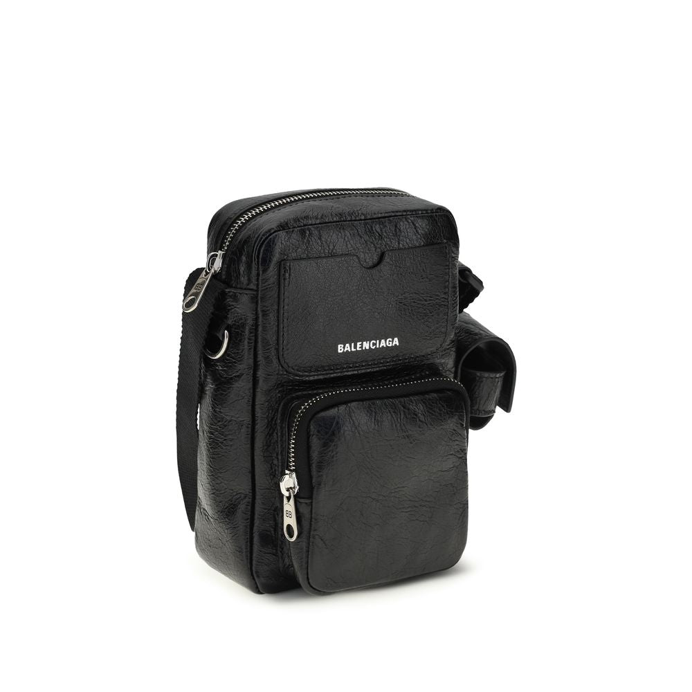 Balenciaga Vertical Shoulder Bag in Black Lambskin