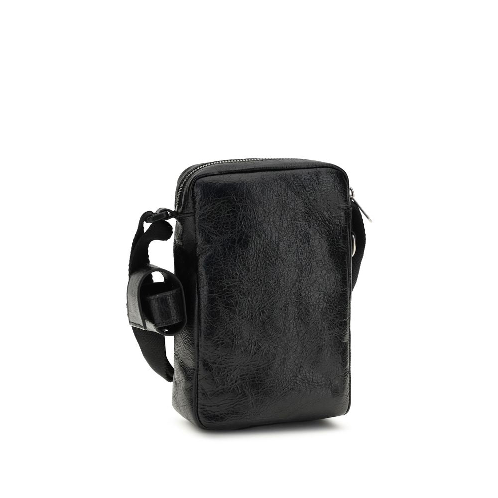 Balenciaga Vertical Shoulder Bag in Black Lambskin