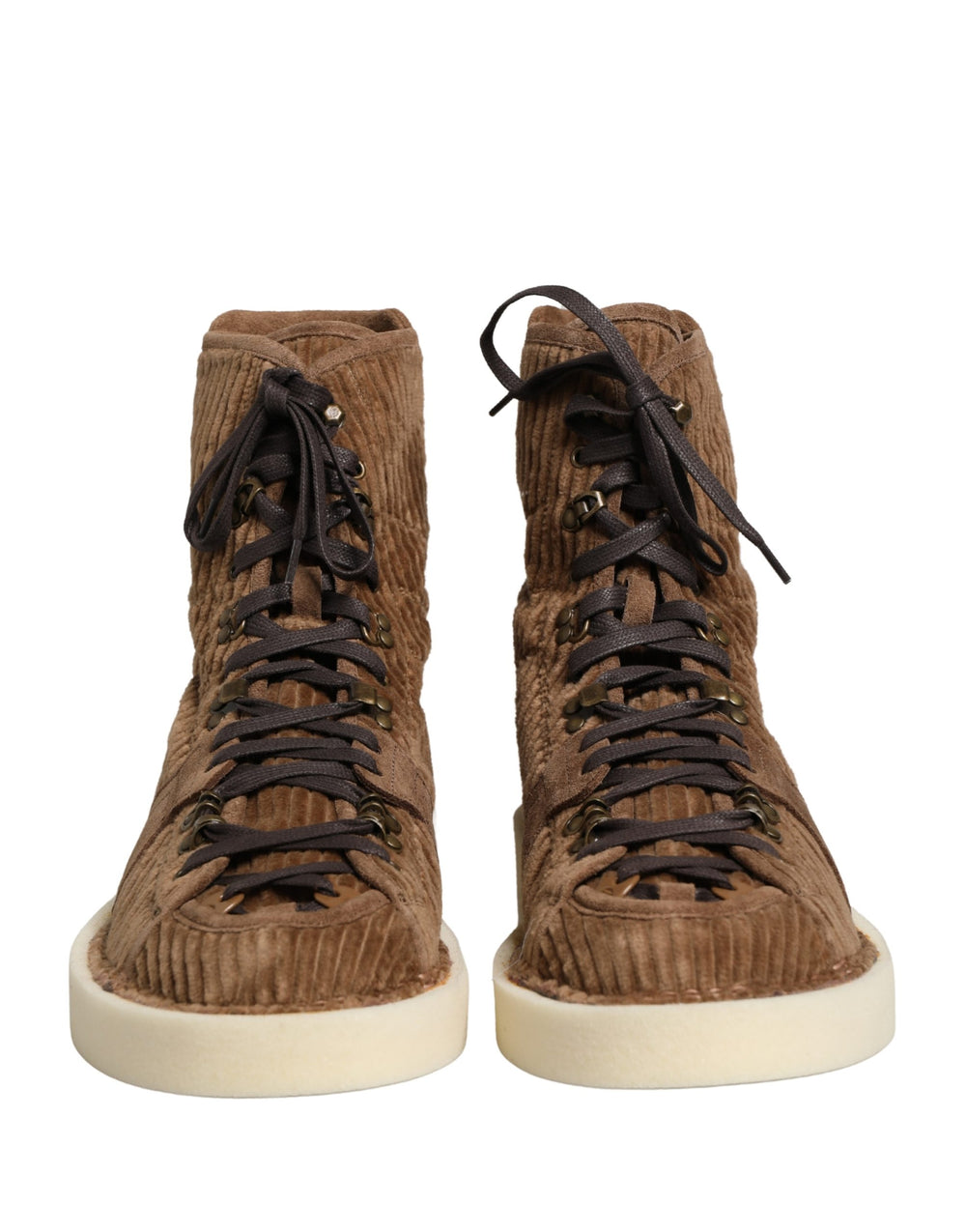 Dolce & Gabbana Corduroy High-Top Oxford Boots in Brown