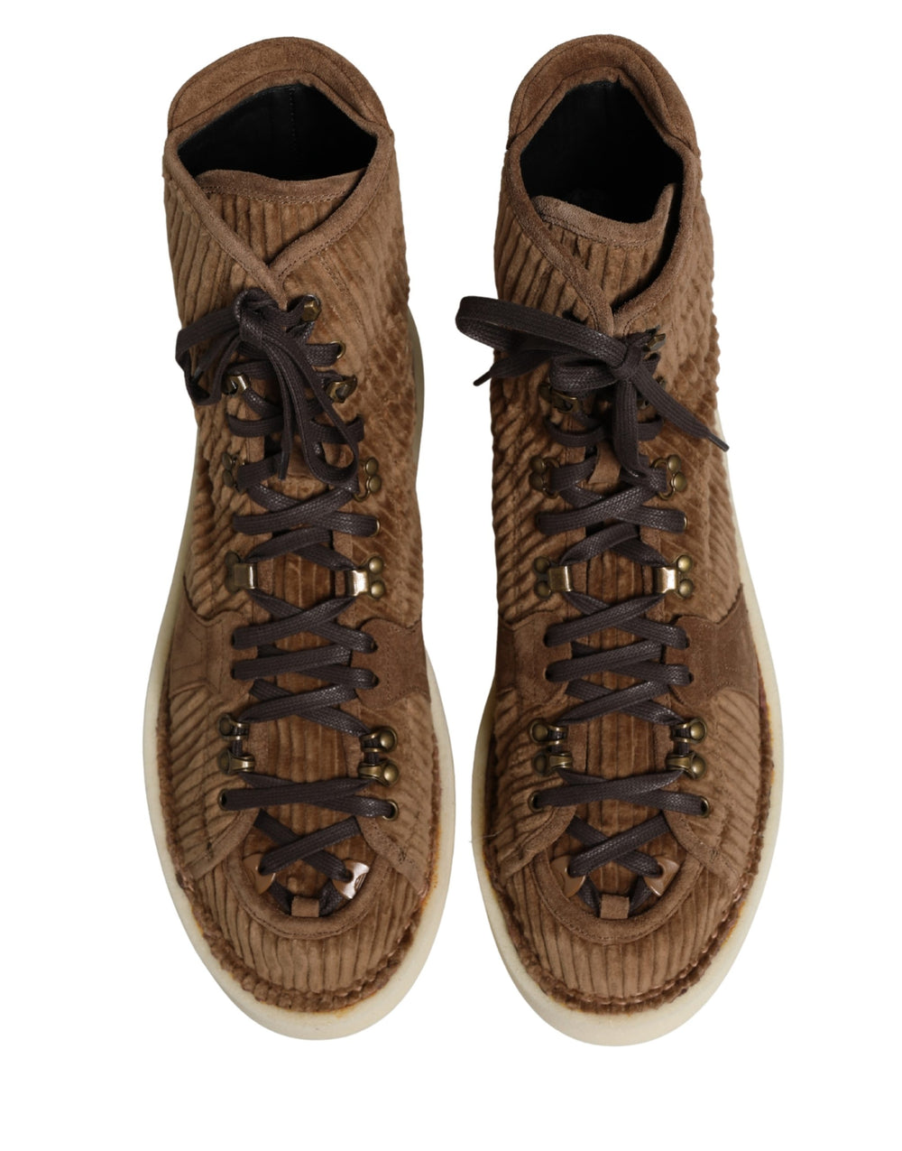 Dolce & Gabbana Corduroy High-Top Oxford Boots in Brown