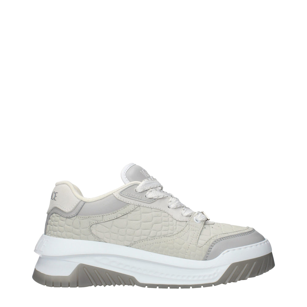 Versace Δερμάτινα Sneakers Χαμηλού Προφίλ σε Γκρι