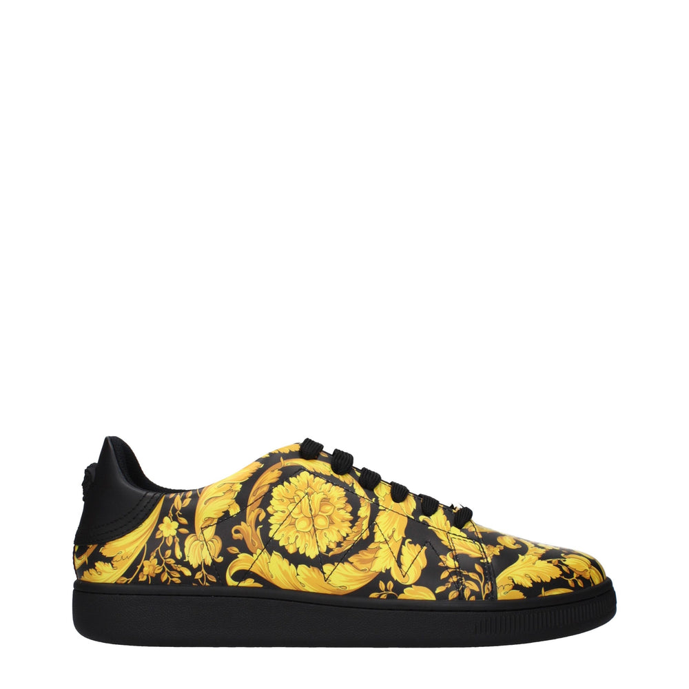 Versace Chunky Leather Sneakers in Black