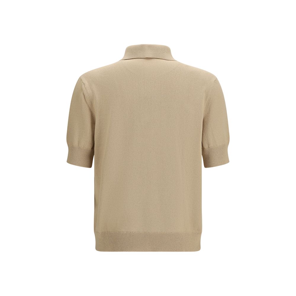 Balmain Cotton Polo Shirt in Beige