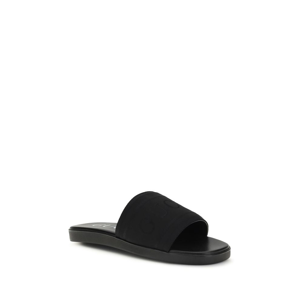Gucci Jacquard Fabric Sandals in Black