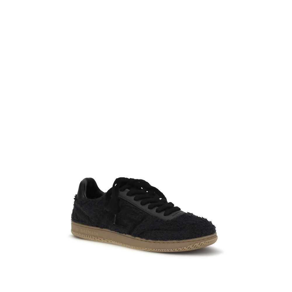 Balmain Suede Low-Top Sneakers in Black