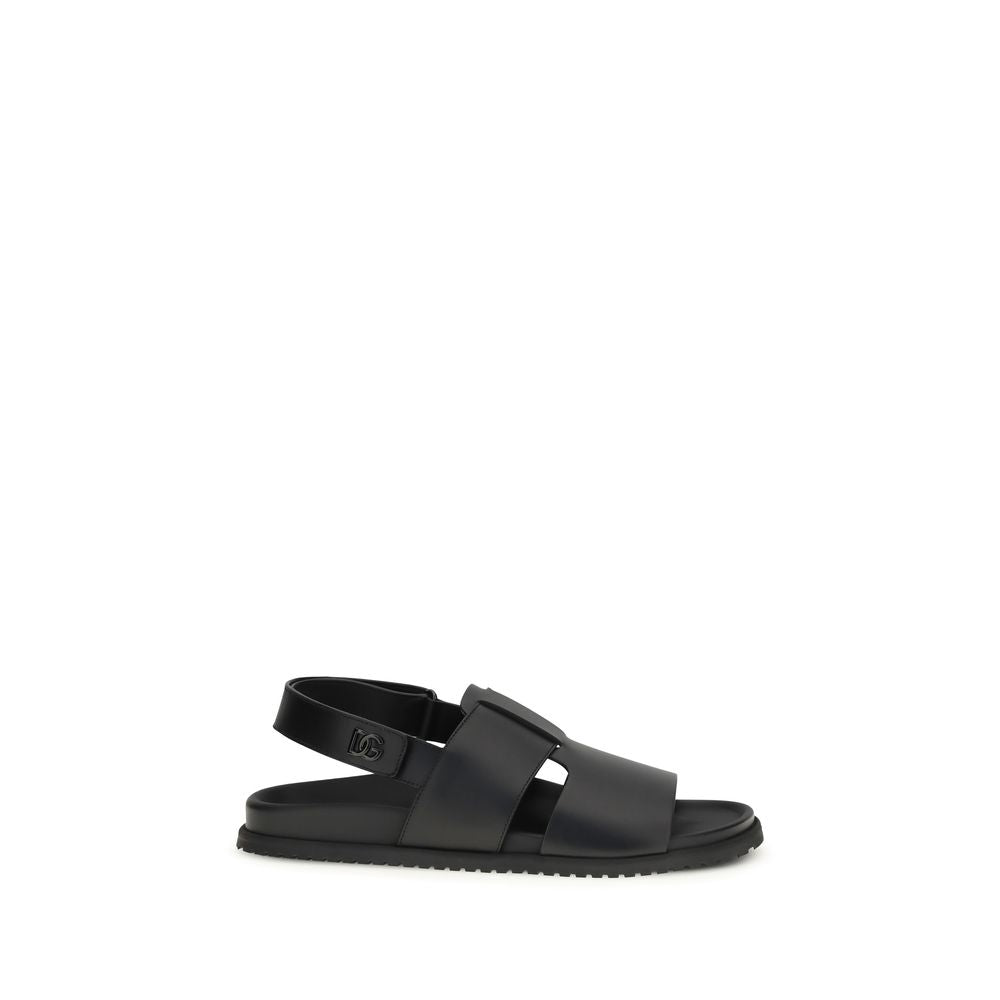 Black Calf Leather Bos Taurus Flat Sandals mens luxury fashion - Mens Edit