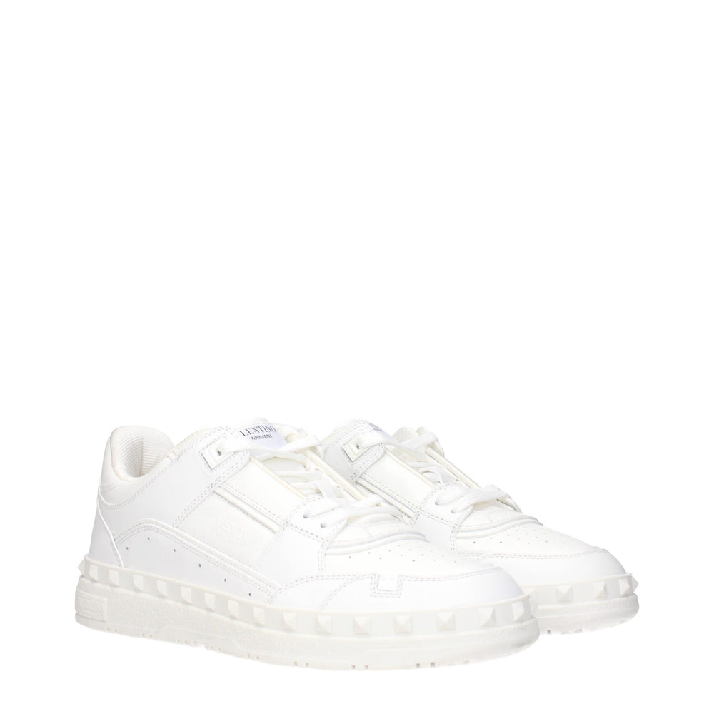 Valentino Garavani Full-Grain Calfskin Leather Sneakers in White