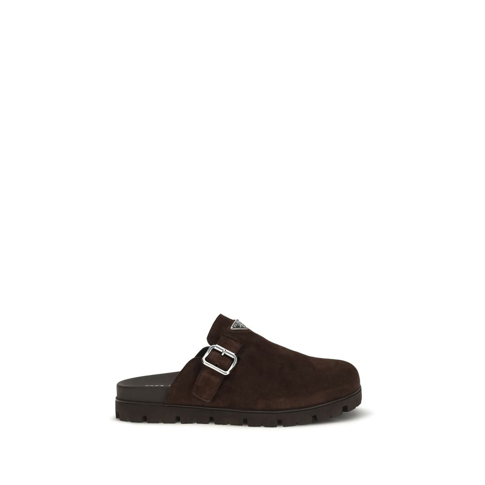 Prada Calf Leather Mules in Brown
