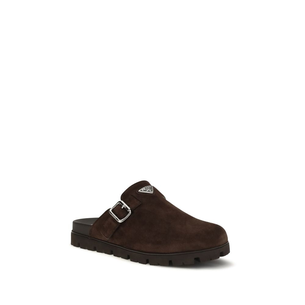 Prada Calf Leather Mules in Brown