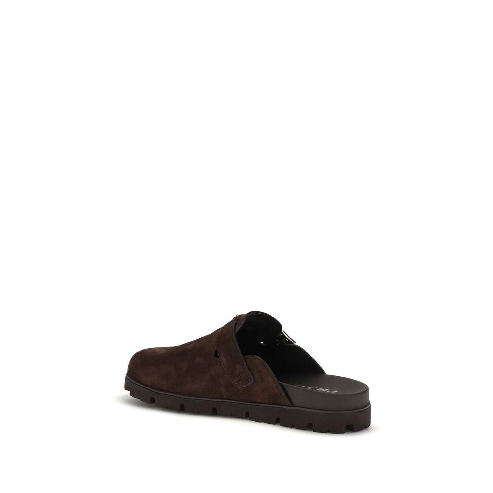 Prada Calf Leather Mules in Brown