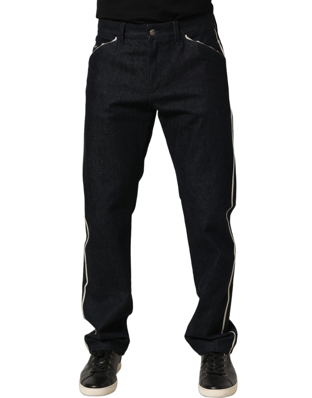 Dolce & Gabbana 100% Cotton Straight-Leg Jeans in Black