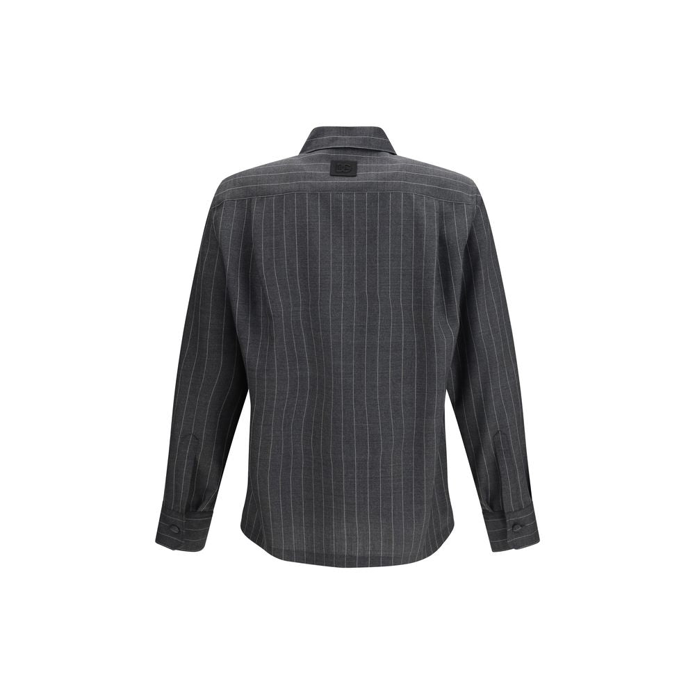 Dolce & Gabbana 100% Wool Pinstripe Dress Shirt in Gray