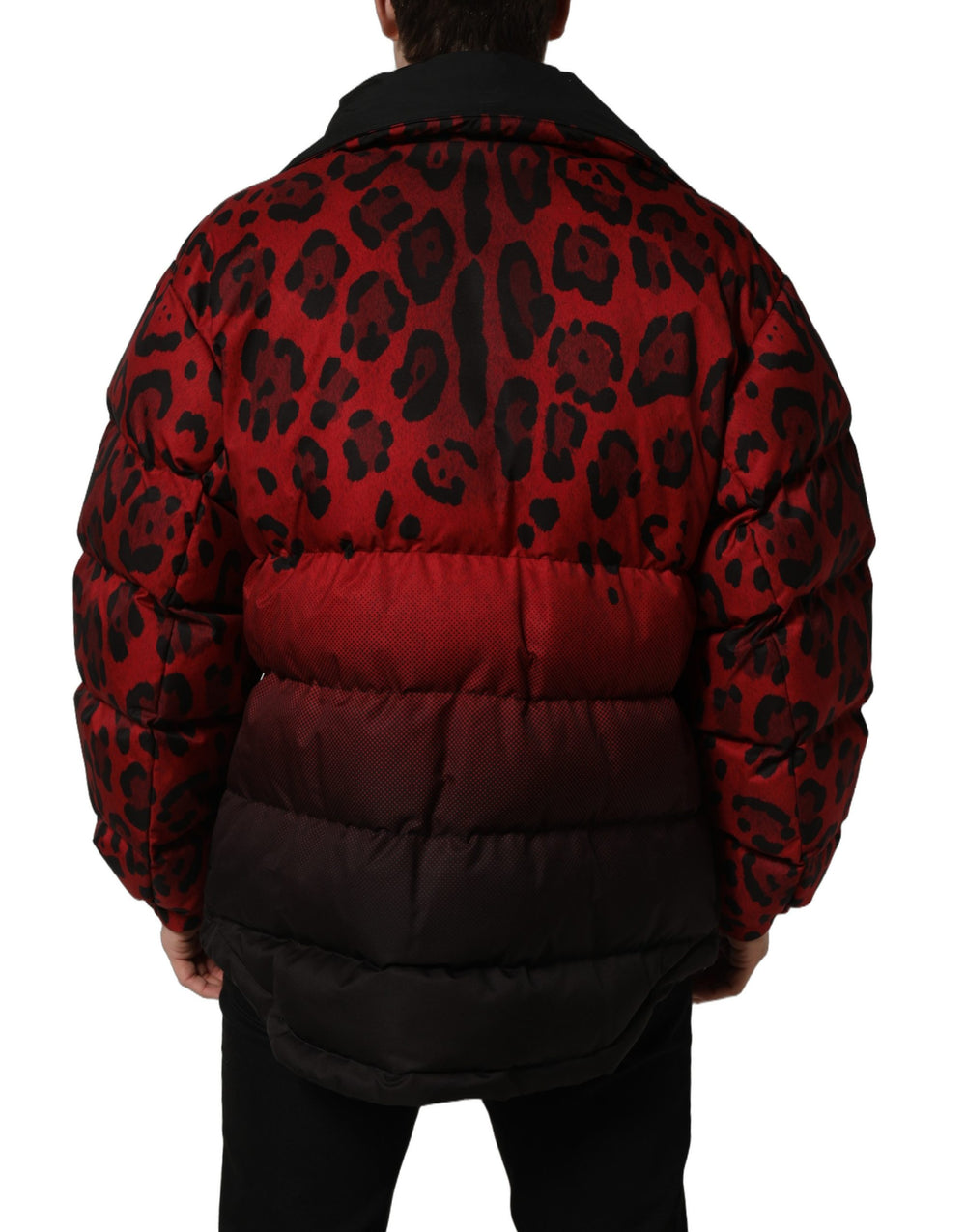 Dolce & Gabbana Reversible Animal Print Puffer Jacket in Red and Black