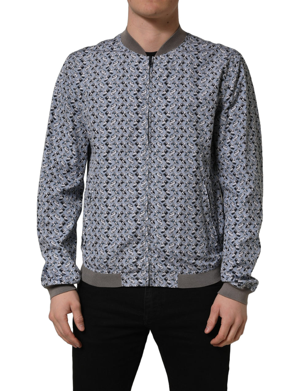 Dolce & Gabbana Cotton Car Print Bomber Jacket in Light Blue