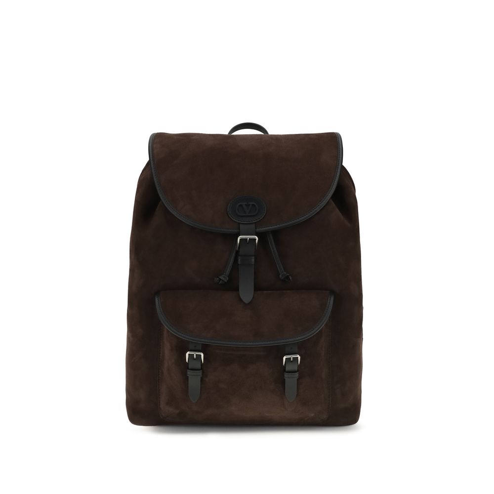 Valentino Garavani Calf Leather Backpack in Brown