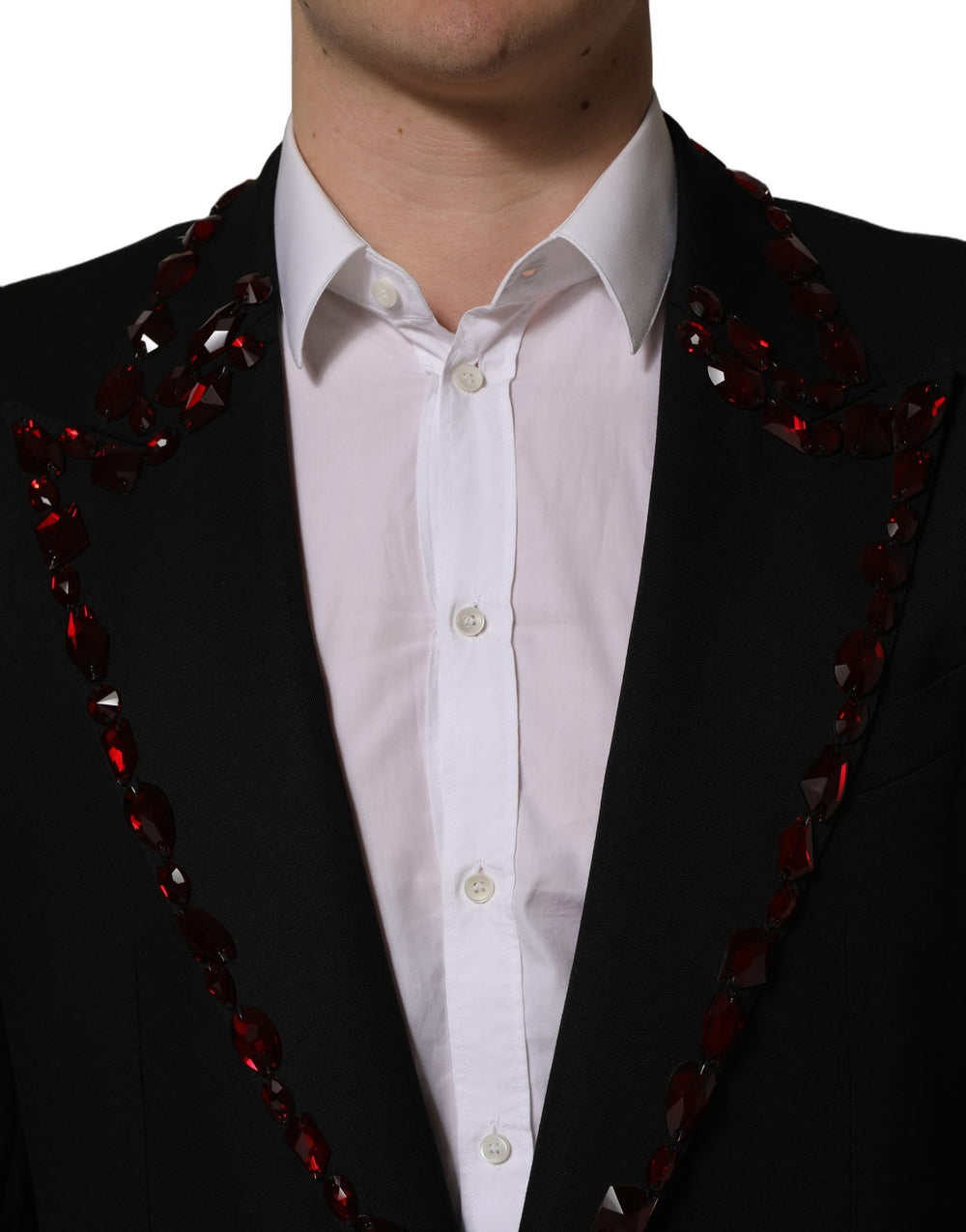 Dolce & Gabbana Crystal-Embellished Wool-Silk Two-Piece Suit in Black