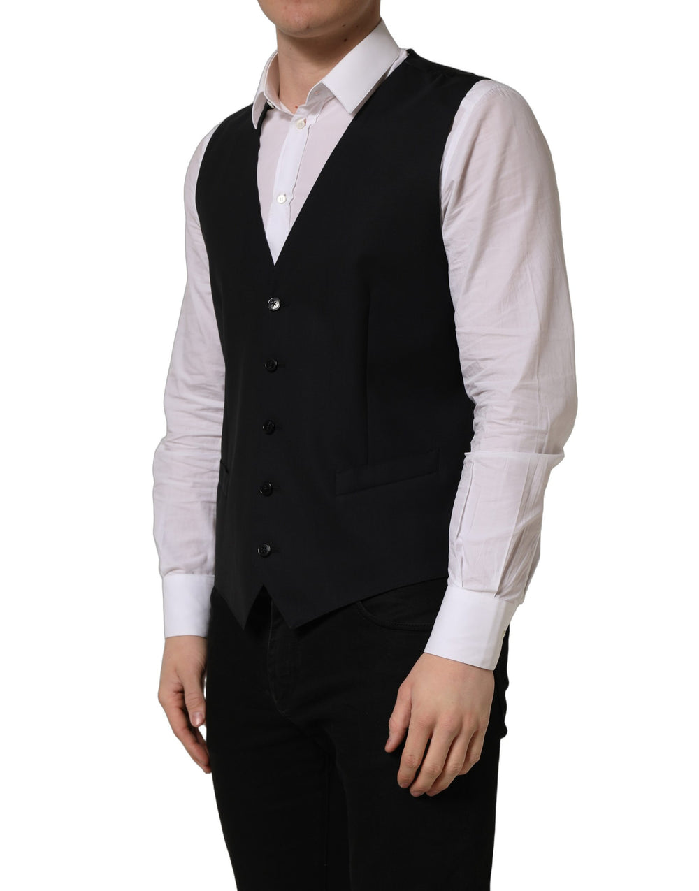 Dolce & Gabbana Virgin Wool Waistcoat in Black