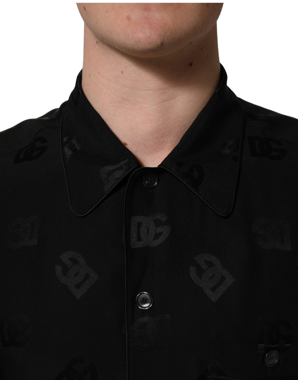 Dolce & Gabbana 100% Silk Short-Sleeve Shirt in Black
