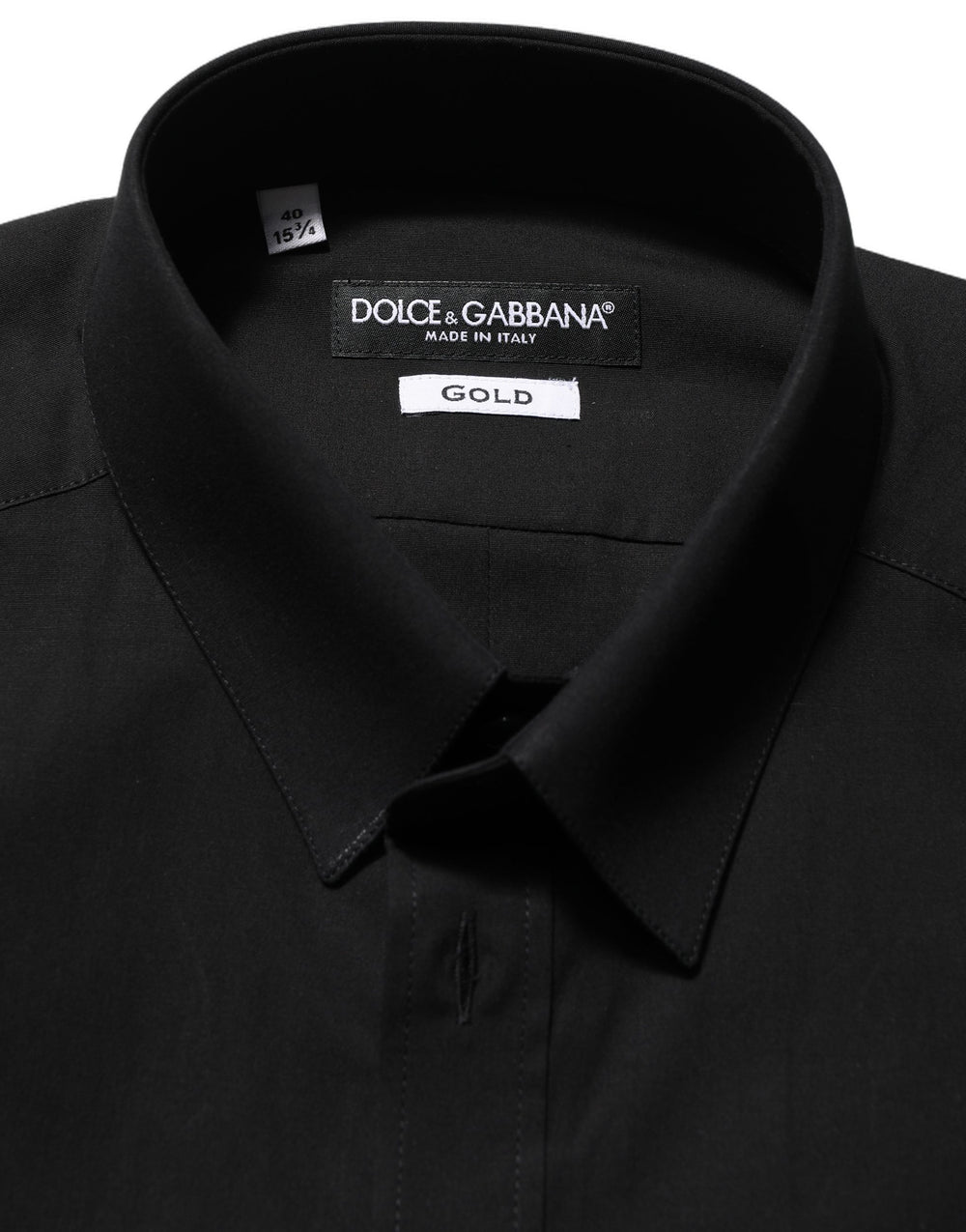 Dolce & Gabbana Cotton Stretch GOLD Fit Dress Shirt in Black
