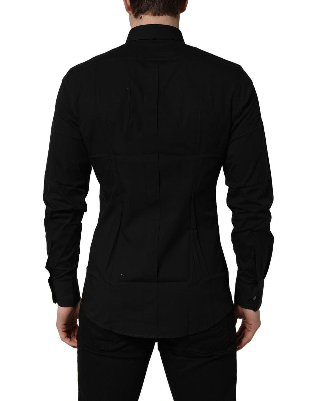 Dolce & Gabbana Cotton Stretch GOLD Fit Dress Shirt in Black