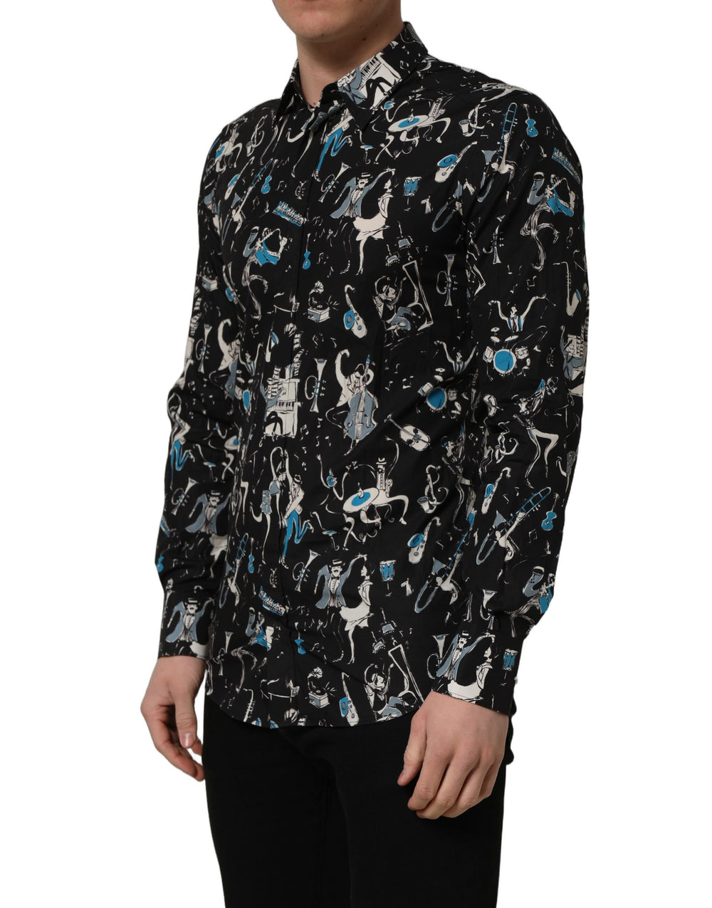 Dolce & Gabbana Jazz Club Cotton Dress Shirt in Black