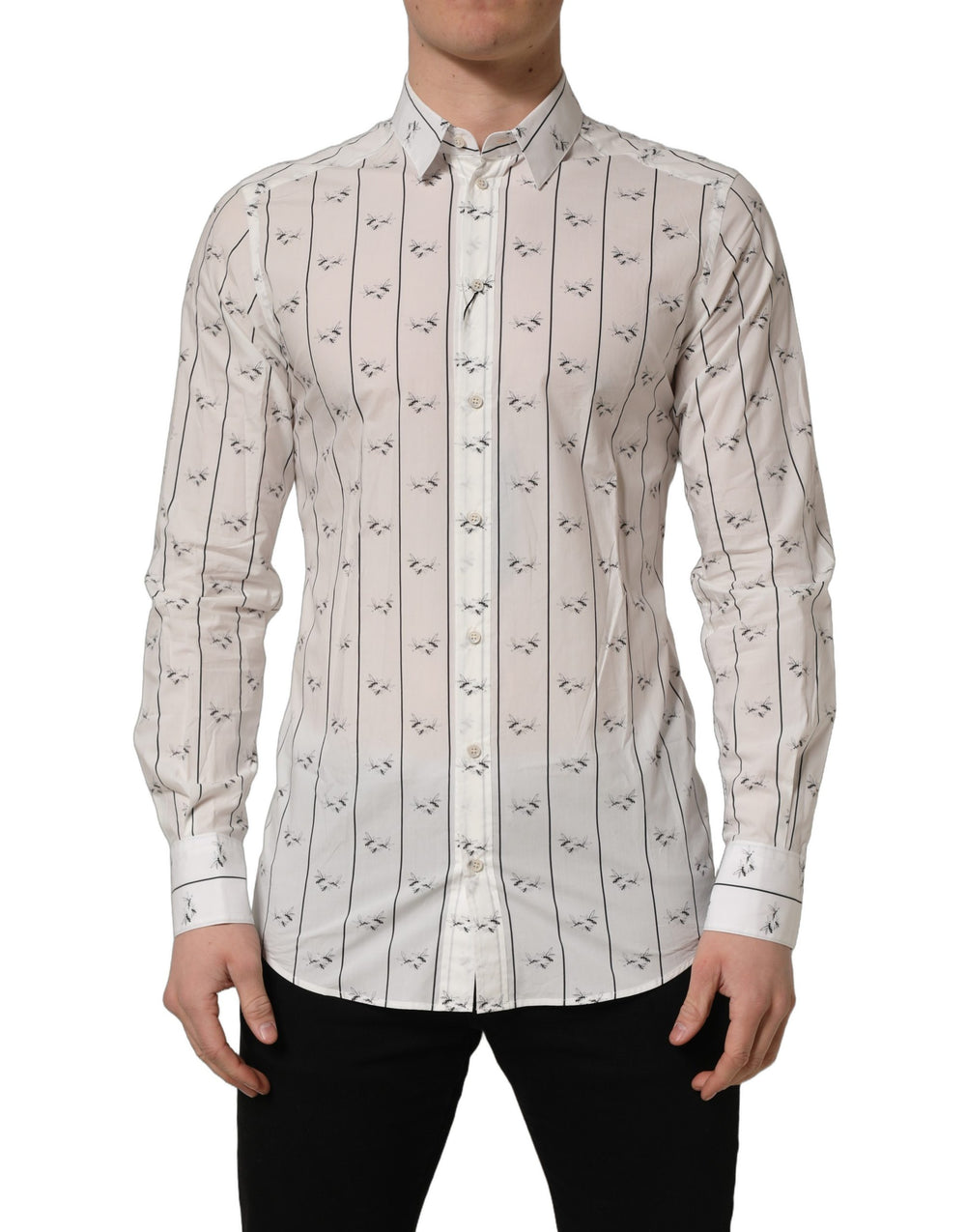 Dolce & Gabbana 100% Cotton GOLD Fit Dress Shirt in White