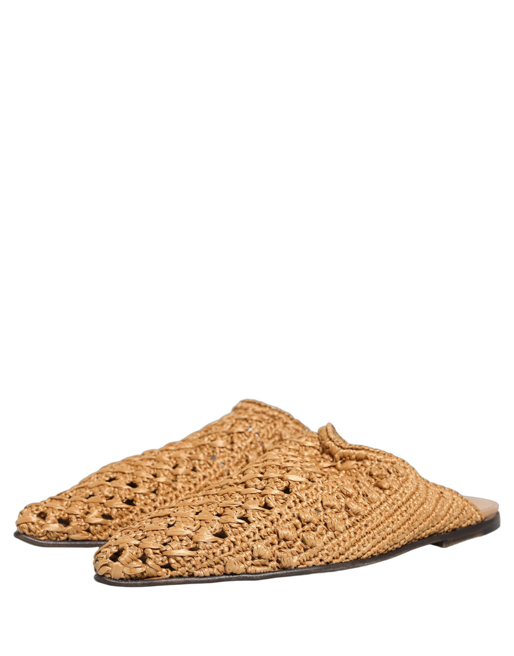 Dolce & Gabbana Woven Straw Slides in Beige