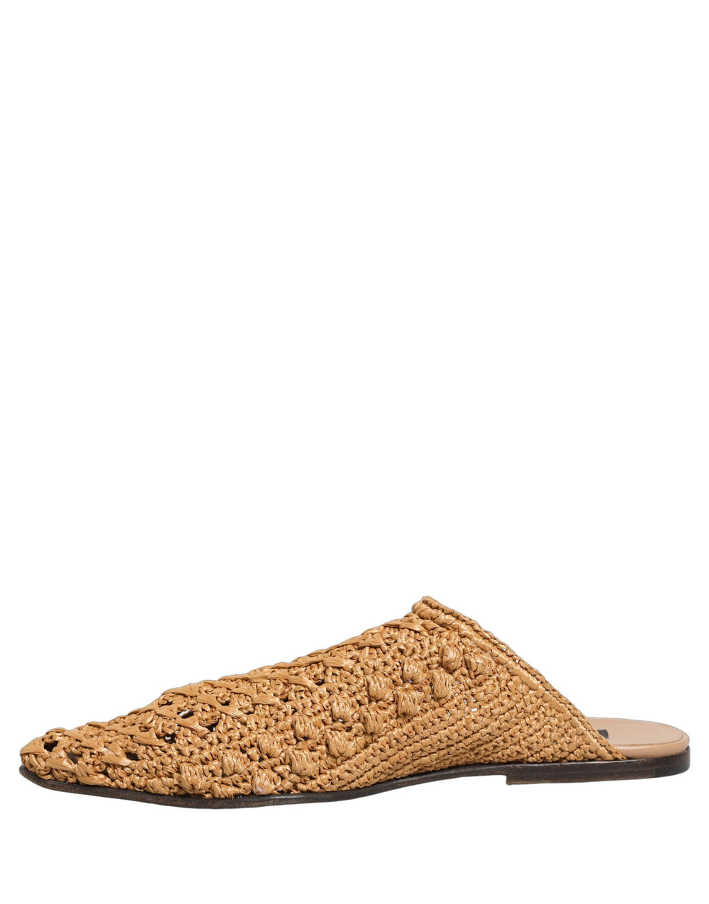 Dolce & Gabbana Woven Straw Slides in Beige