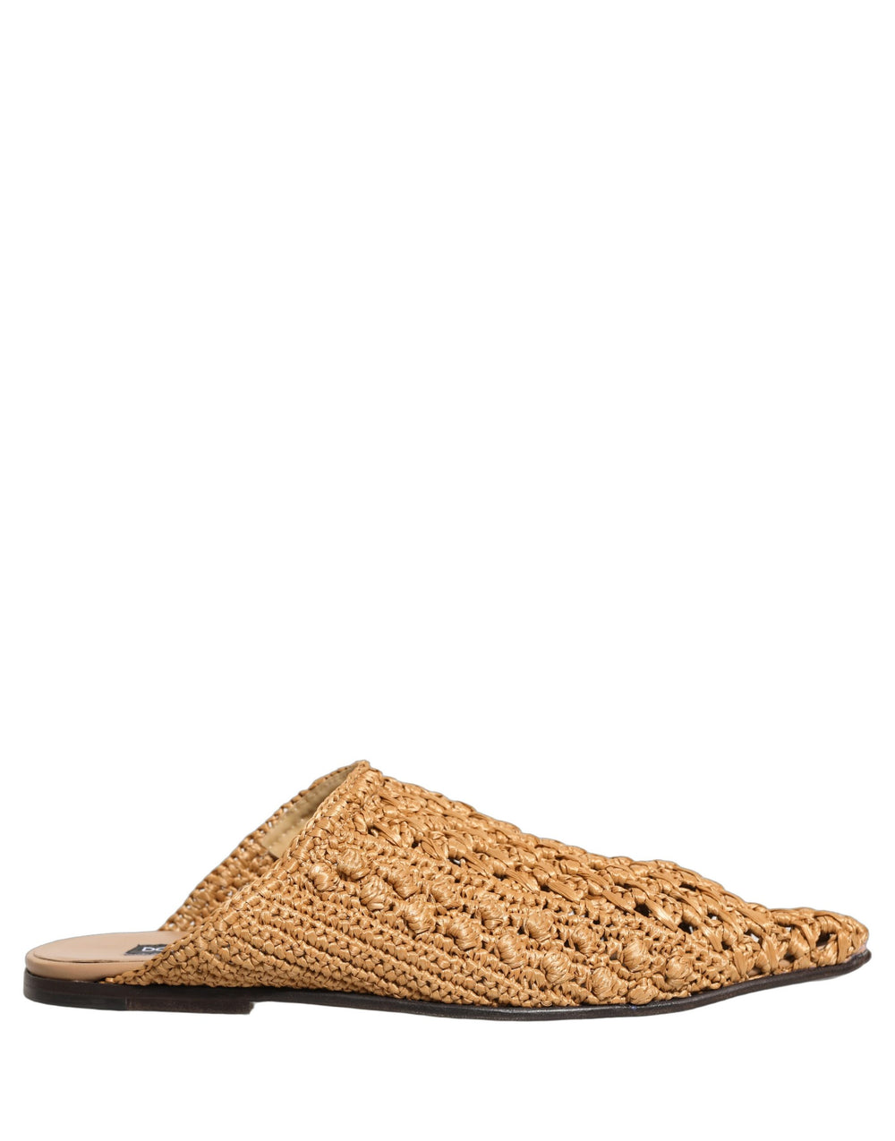 Dolce & Gabbana Woven Straw Slides in Beige
