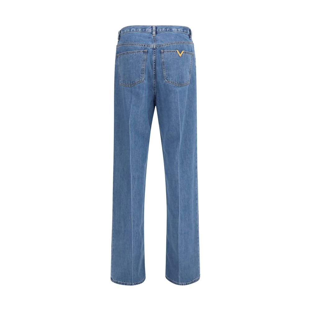 Valentino Cotton Straight-Leg Jeans in Blue