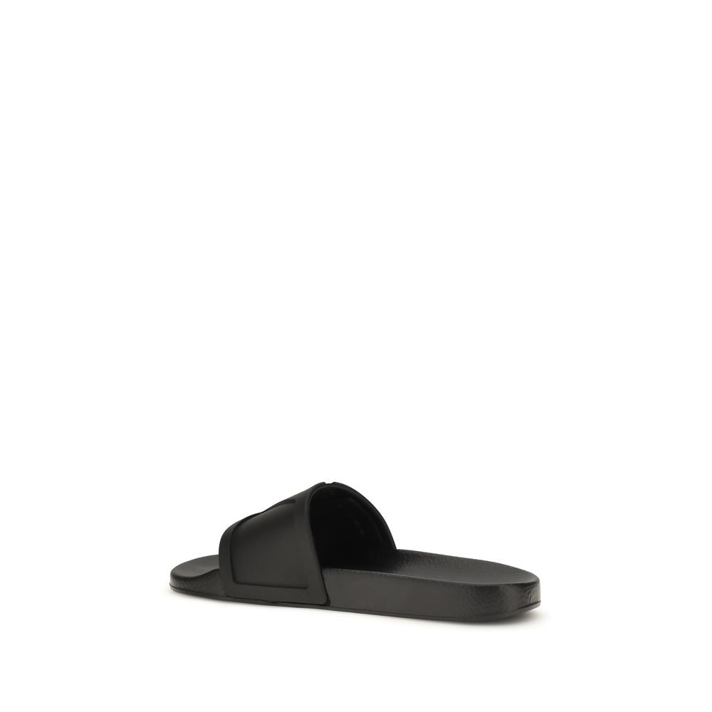 Valentino Garavani Rubber Flat Sandals in Black