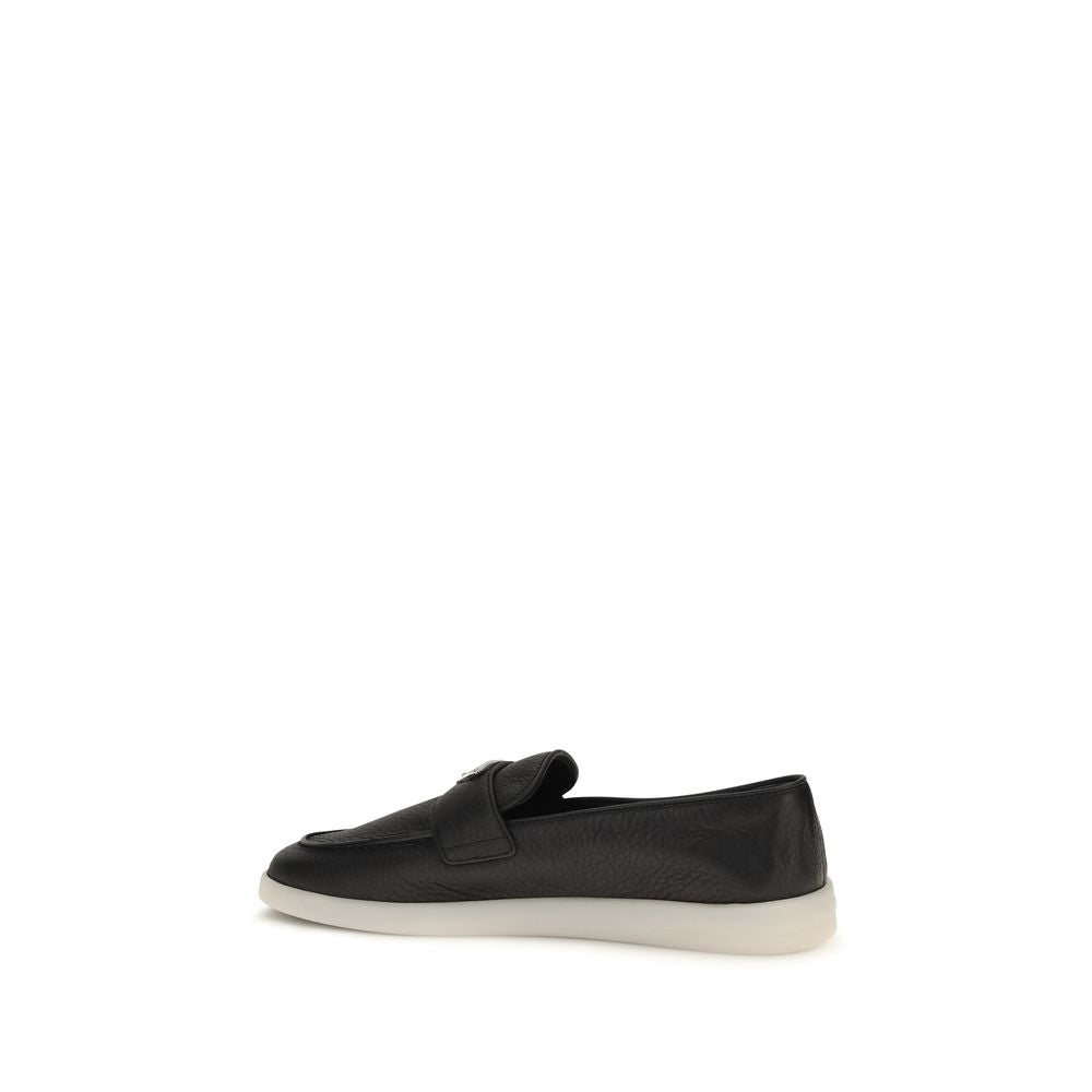 Prada Black Calf Leather Slip-On Loafers