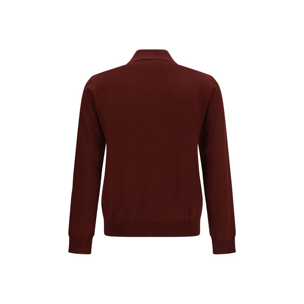Valentino 100% Merino Wool Polo Shirt in Bordeaux