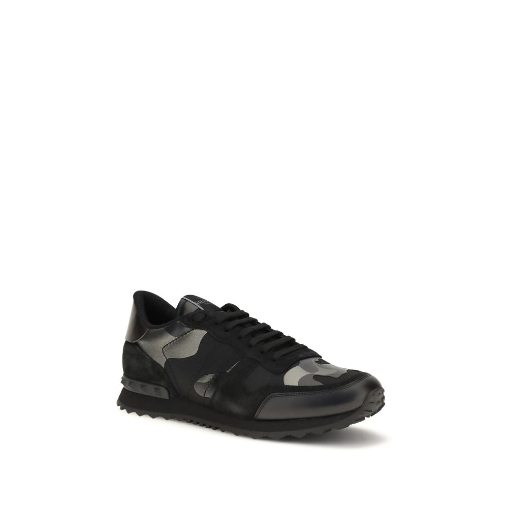Valentino Garavani Rockrunner Camouflage Sneakers in Black