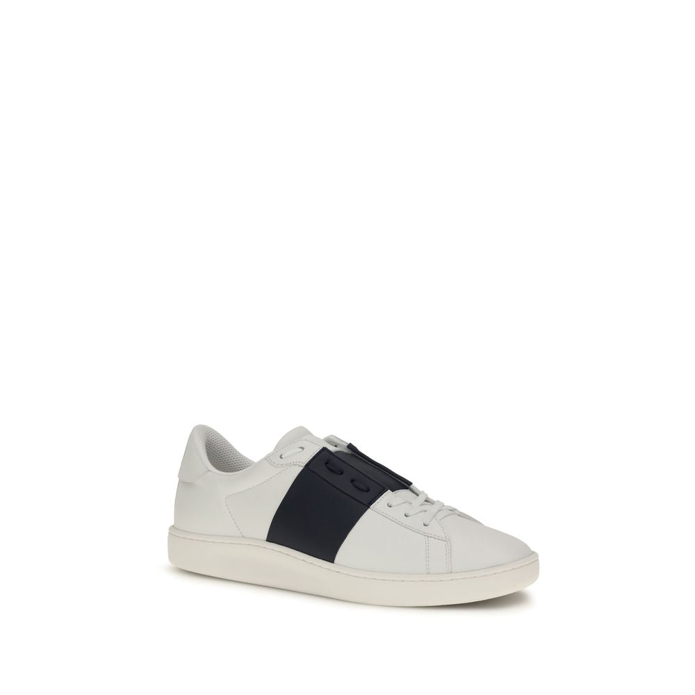Valentino Garavani Calf Leather Bos Taurus Low Top Sneakers in Blue