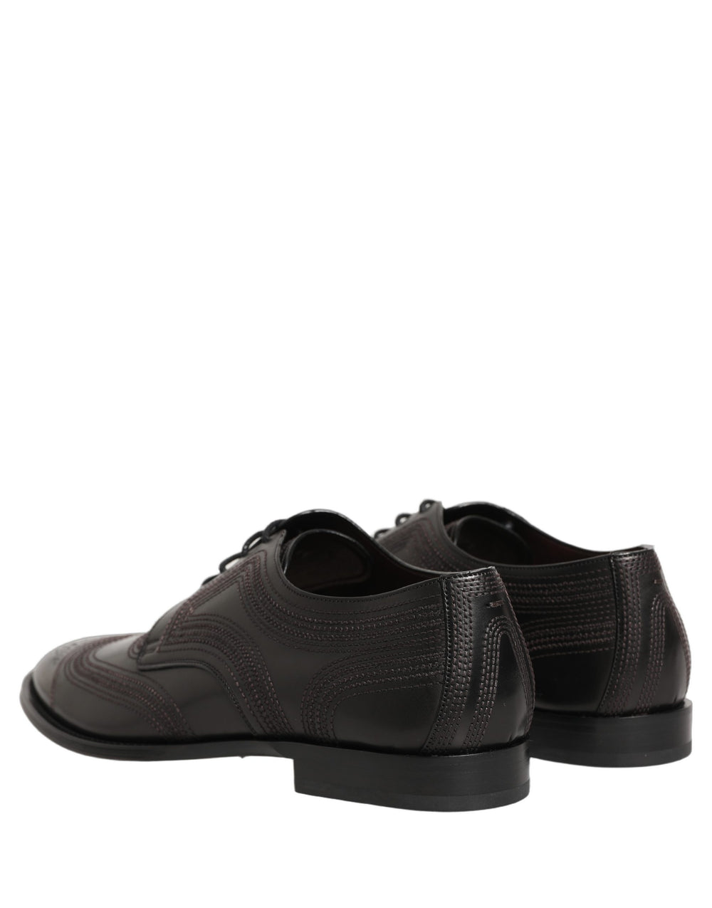 Dolce & Gabbana Embroidered Calf Leather Derby Shoes in Black