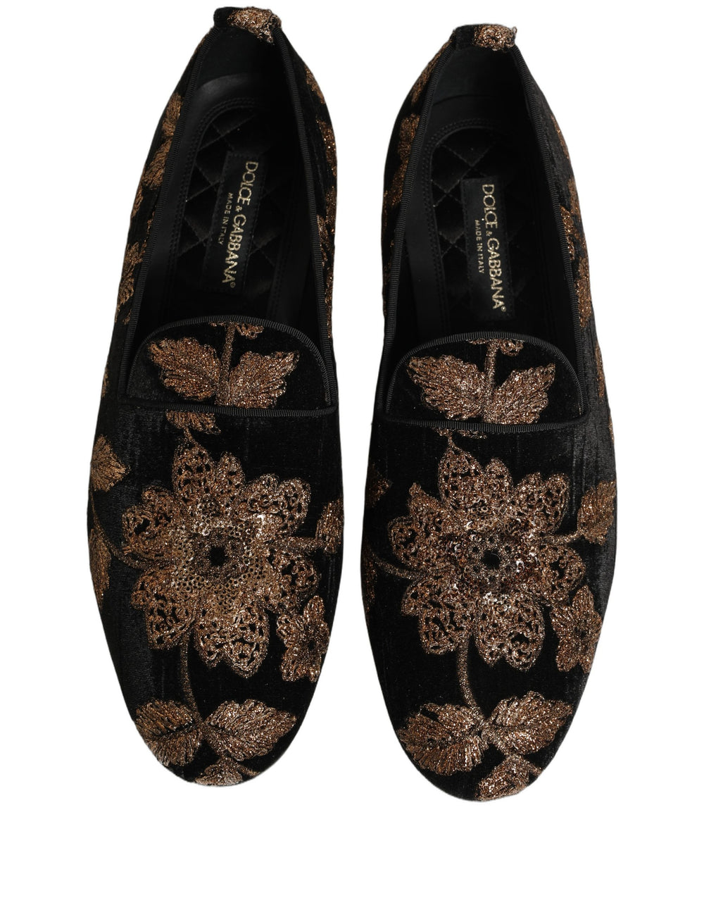 Dolce & Gabbana Floral Jacquard Slip-On Loafers in Black