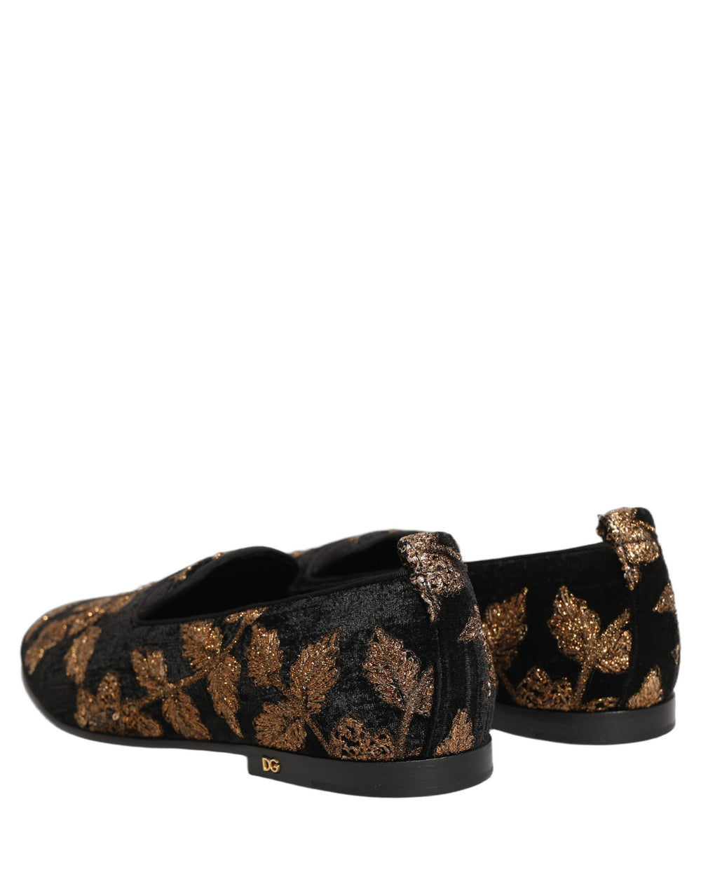 Dolce & Gabbana Floral Jacquard Slip-On Loafers in Black