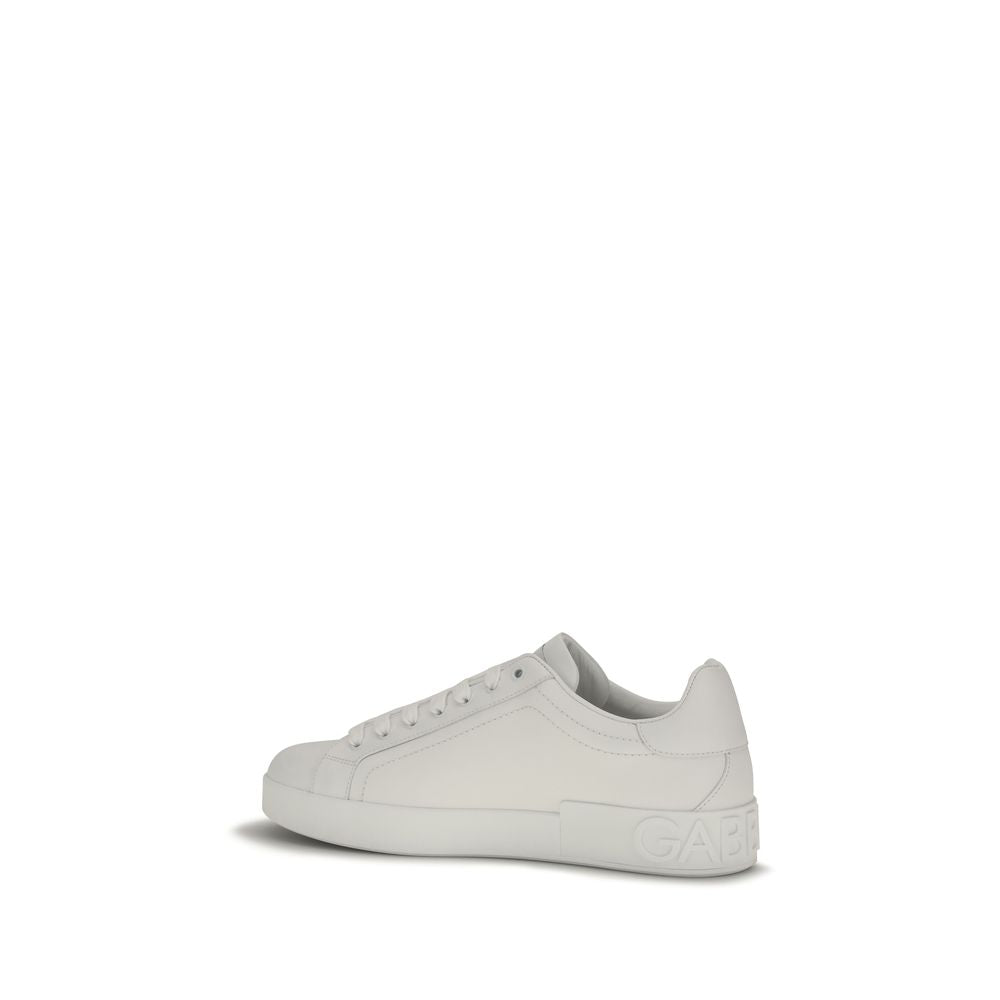 Dolce & Gabbana Portofino Calf Leather Low Top Sneakers in White