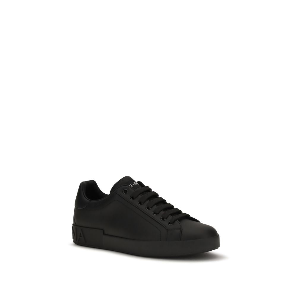 Dolce & Gabbana Calf Leather Low Top Sneakers in Black
