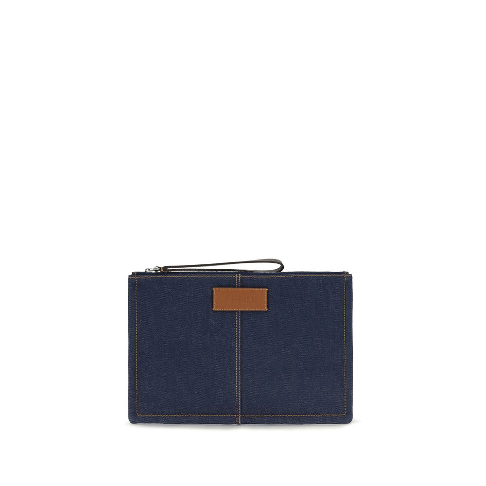 Fendi Cotton Clutch Bag in Blue mens luxury fashion - Mens Edit