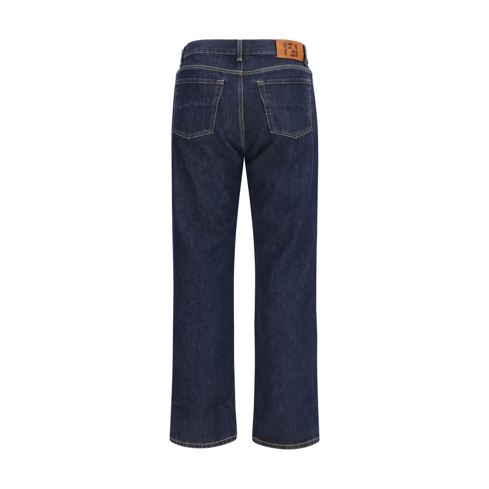 Fendi Cotton Straight-Leg Jeans in Blue