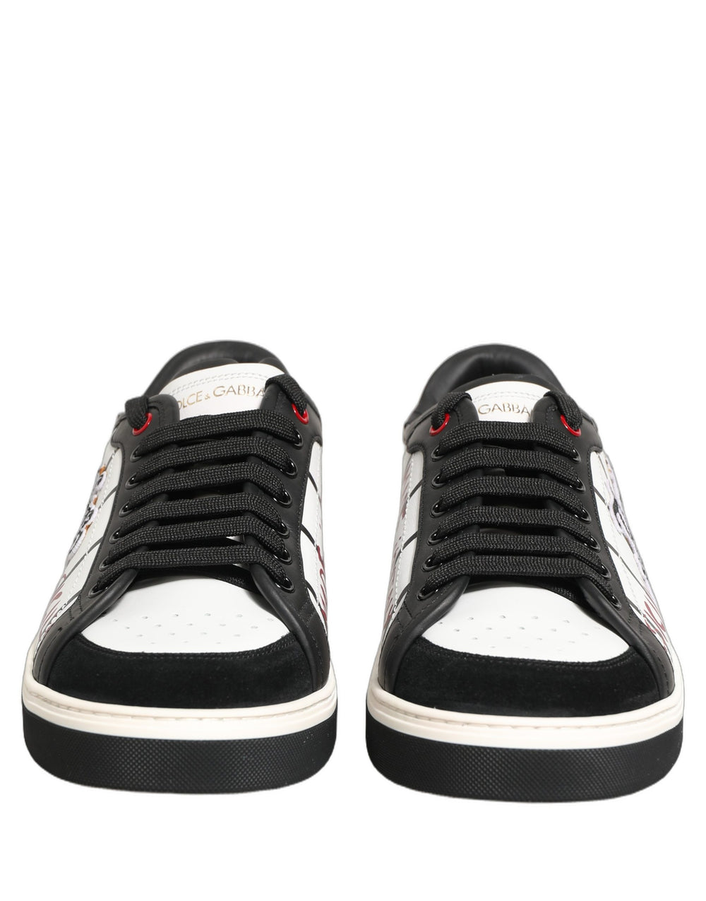 Dolce & Gabbana Calf Leather Low-Top Sneakers in White and Black