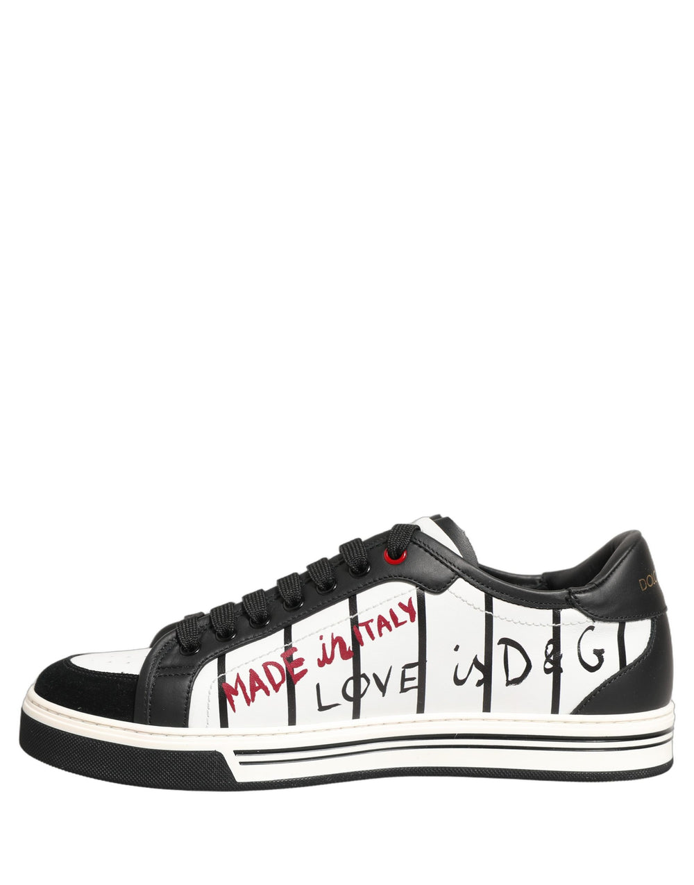 Dolce & Gabbana Calf Leather Low-Top Sneakers in White and Black
