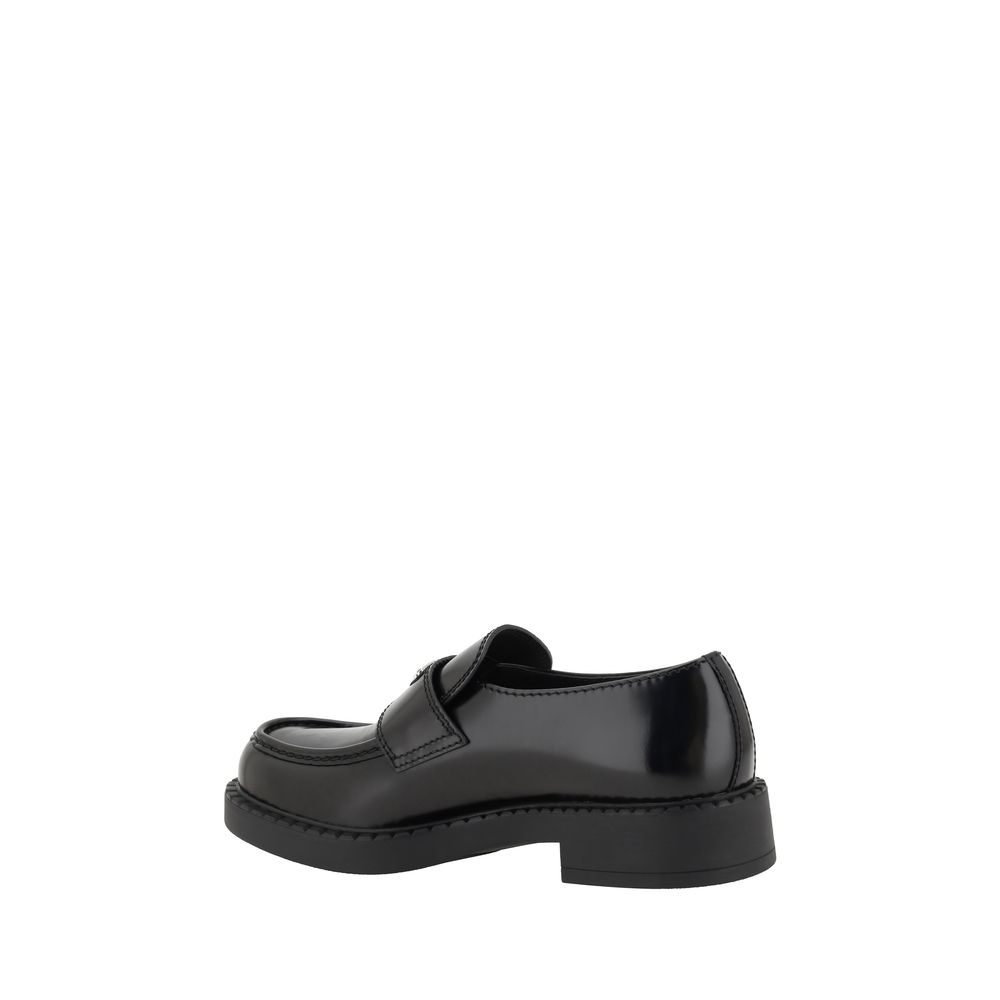 Prada Calf Leather Platform Loafers in Black